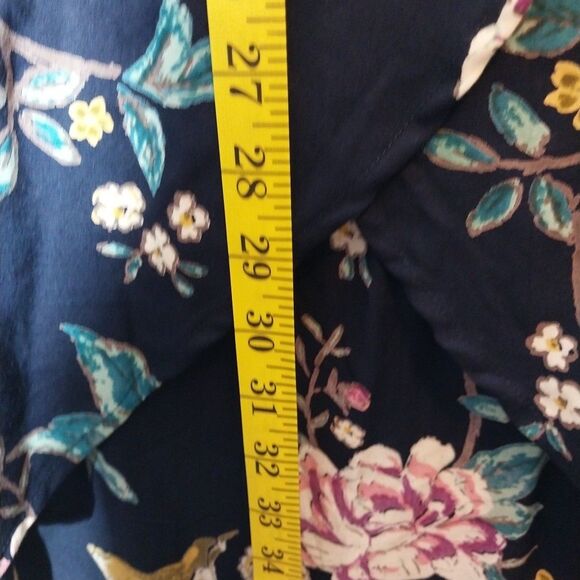 Blue Rain Maxi Skirt Sz M Navy Blue Floral Bird Faux Wrap Vibrant Boho Romantic - Picture 5 of 11
